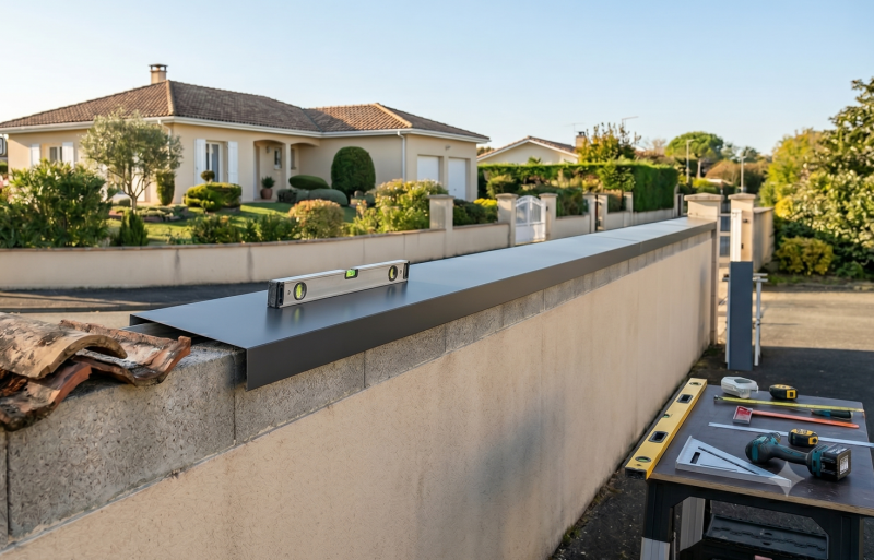 Entreprise spécialisée dans la zinguerie et l'aluminium pour remplacer rapidement les anciennes protections de mon mur par des couvertines sur mesure près de Villenave d'Ornon