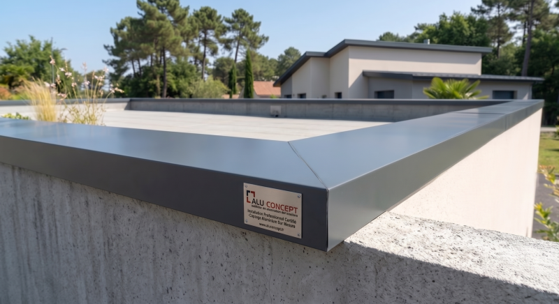 Installateur professionnel certifié pour la pose de couvertines en aluminium sur mesure destinées à protéger l'acrotère de mon toit terrasse contre les infiltrations d'eau à Bordeaux